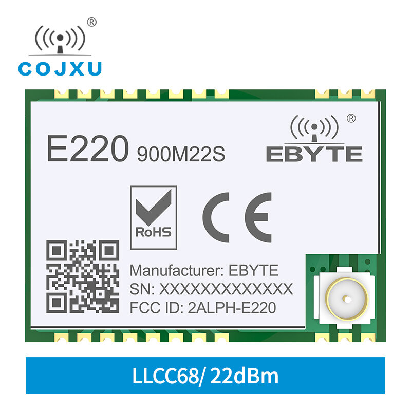 LLCC68 moduł bezprzewodowy LoRa 868Mhz 915Mhz 22dbm 6km odbiornik RF nadajnik PA + LNA antena IPEX Cojxu E220-900M22S