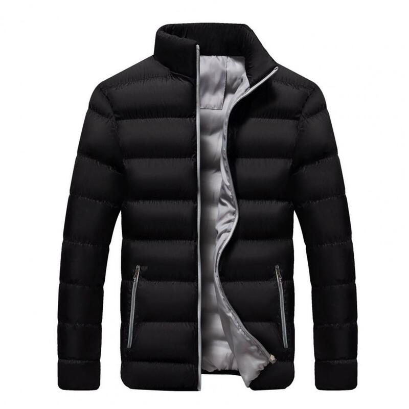 Jaqueta de temperamento Stand colarinho masculino, casaco monocromático, bolsos, moda, blusão