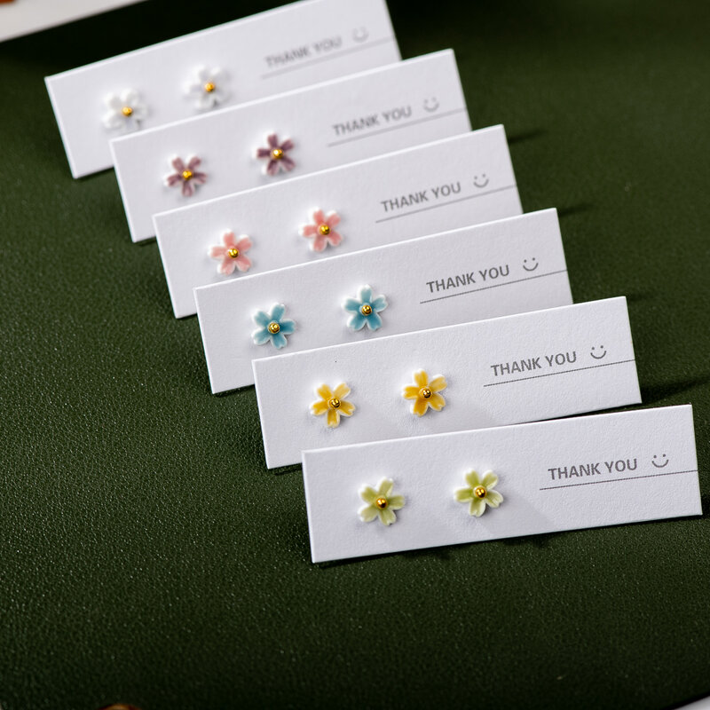 Pendientes de flores de cerámica Multicolor hechos a mano con Pin de acero inoxidable, Joyería Moderna y llamativa Z638
