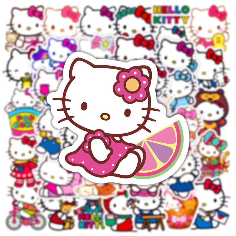 Stiker kartun Hello Kitty lucu, 10/30/50 buah stiker Decal DIY anak perempuan Anime Kawaii koper grafiti stiker tahan air estetika untuk anak-anak