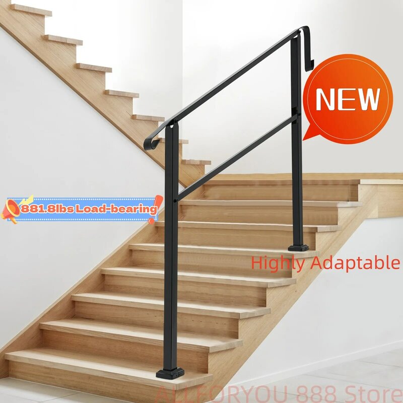 5-step Stair Railing Staircase Handrail Ladder Type 881.8lbs Load-bearing Highly Adaptable For Outdoor