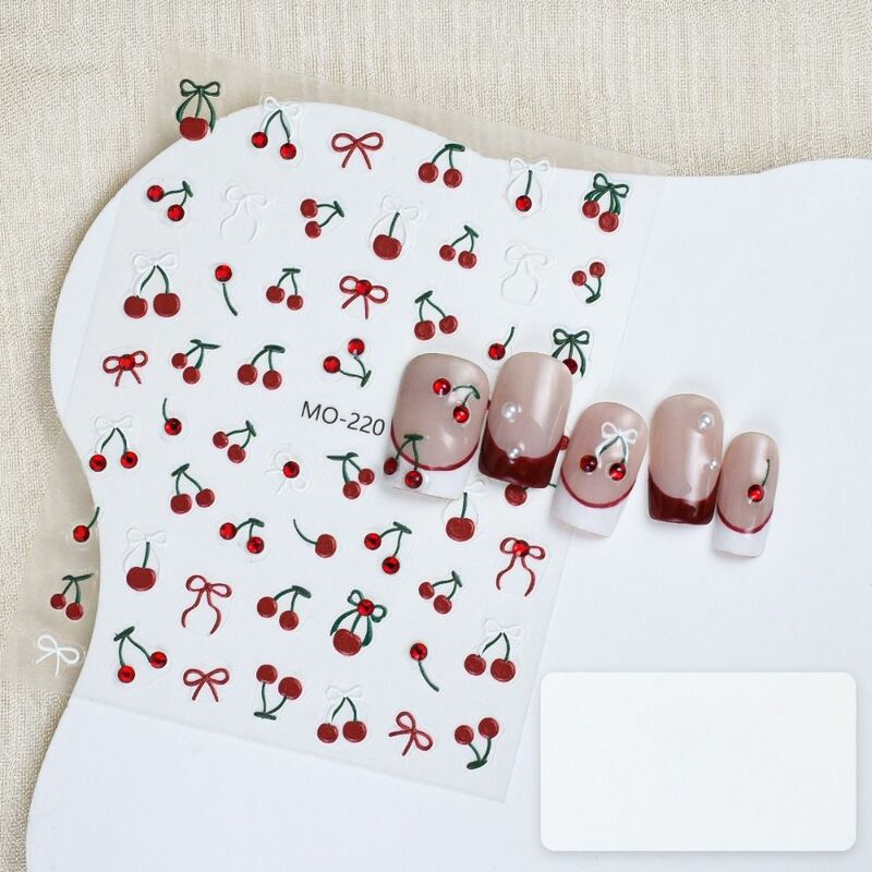 Delicate Simple Red Cherry Nail Art Sticker Fashion Sweet Colorful Nail Decals Women DIY Manicure Ornaments