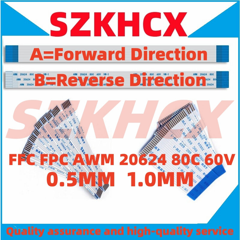 10pcs flaches flexibles Kabel ffc fpc lcd awm 20624 80c 60v VW-1 ffc-1,0mm 16/20/22/24/26/28/30/32/36/34/40/45/50/54/60 pin