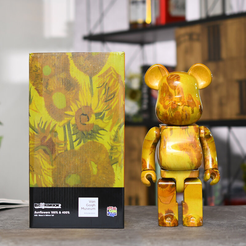 Bearbrick Modelo de Van Gogh, Urso Violento, Céu Noturno Estrelado, Decoração da Estátua, Brinquedo Display, Boneca Tide Hand, Anime Blind Box Presentes, 400%, 28cm