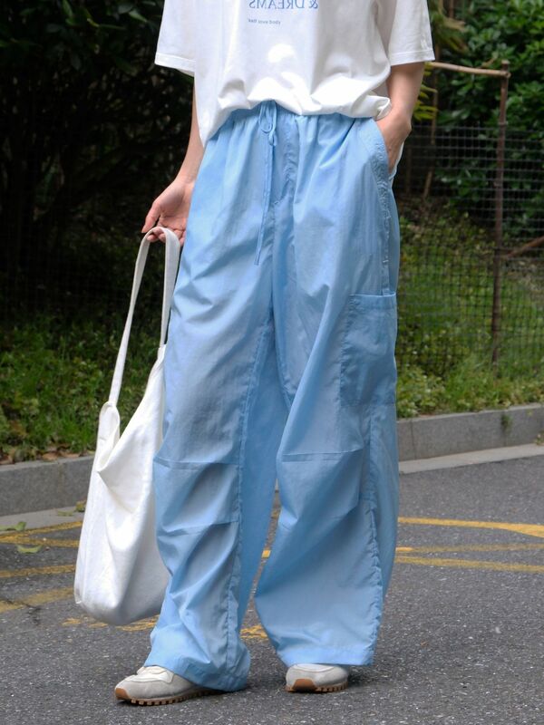 Pantalon d'Été Décontracté pour Femme, Couleur Unie, Taille Haute, Jambes Larges