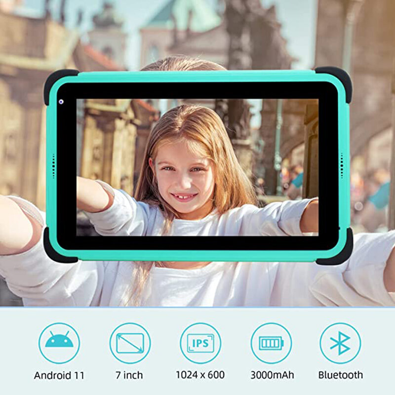 تابلت weelequit أخضر 8 بوصة أندرويد 11 1280x800 IPS للأطفال تابلت للتعلم 2GB 32GB رباعية النواة 4500mAh واي فاي 6 مع حامل
