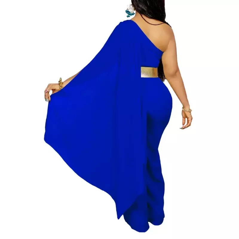 Elegan Musim Semi Musim Panas 2024 Afrika lengan panjang poliester hitam putih merah biru pesta malam Jumpsuit panjang Dashiki Afrika pakaian