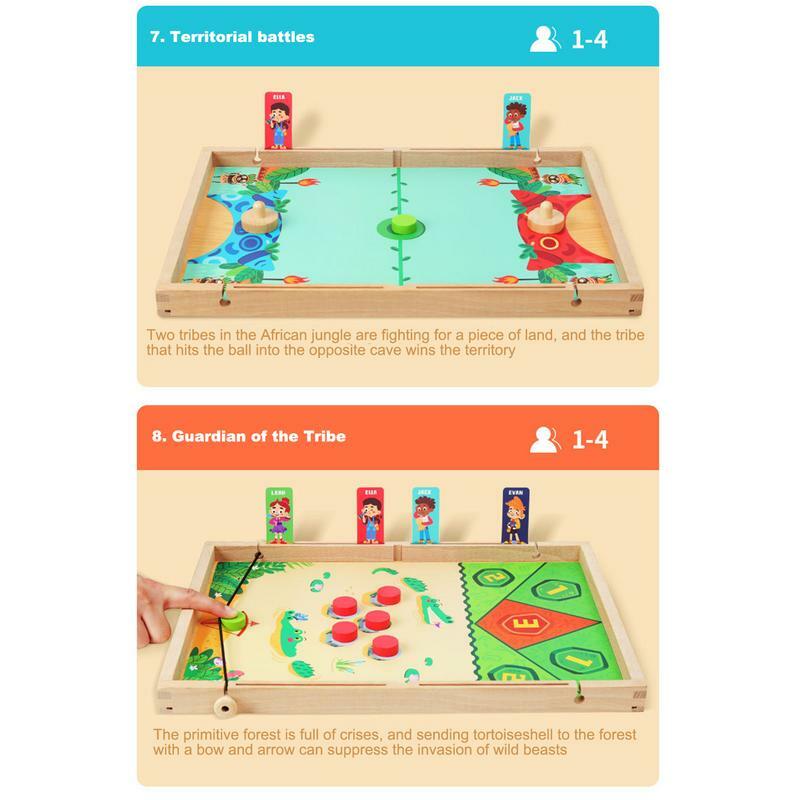 親子用の木製ホッケーゲーム,ボードとショット,耐久性,24ピースチェス,10 in 1