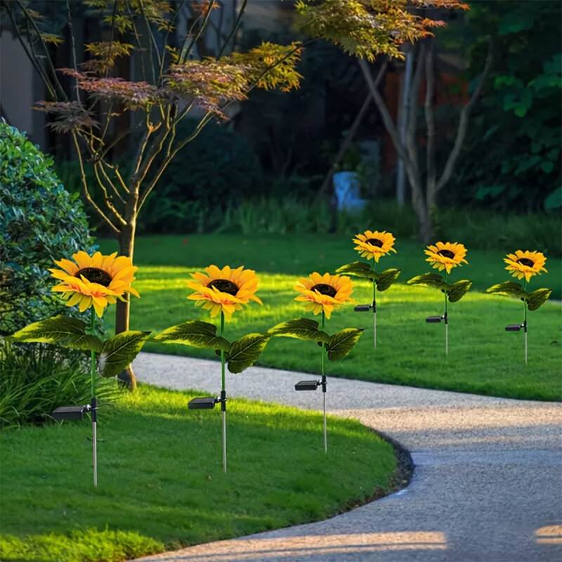 1/3 głowica LED solarna symulacja słońca światło w kształcie kwiatów ogrodu do ogrodu na trawnik lampki nocne lampa krajobrazowa kwiat dekoracyjny do domu światło w kształcie kwiatów