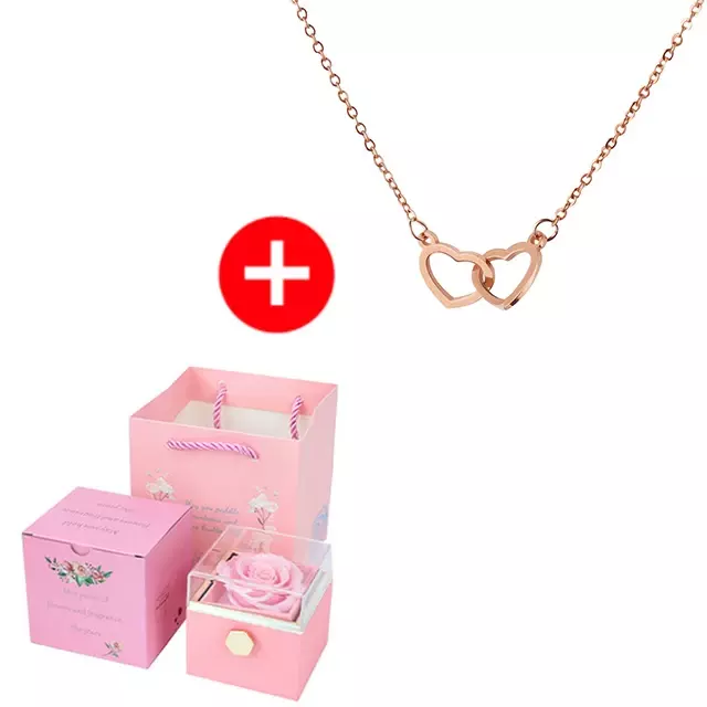 2024 New Valentine Eternal Rose Jewelry Ring Box ruota la cassa di immagazzinaggio della collana del pendente di nozze per la fidanzata delle donne