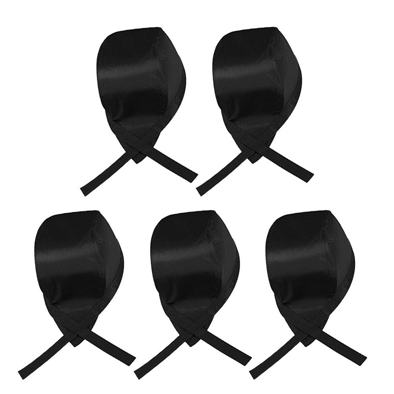 Sombreros de Chef de cocina para restaurante, sombreros de Chef para servir turbante, 5 piezas, negro
