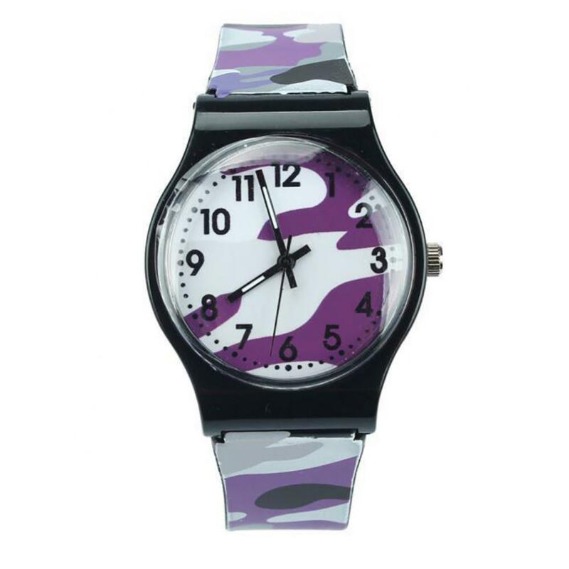 นาฬิกาข้อมือควอตซ์แอนะล็อกนาฬิกาข้อมือสายพลาสติกสำหรับเด็กของขวัญนาฬิกาข้อมือหน้าปัดทรงกลม