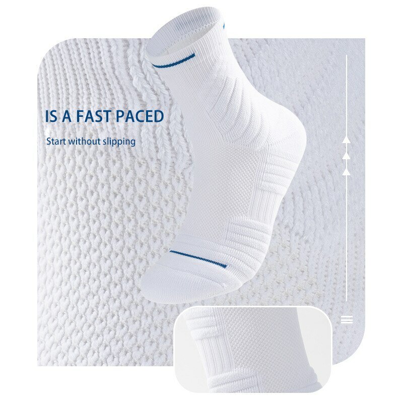 Calcetines de baloncesto profesionales para hombre, medias transpirables de tubo medio, medias deportivas blancas con fondo de toalla, 4 pares por lote