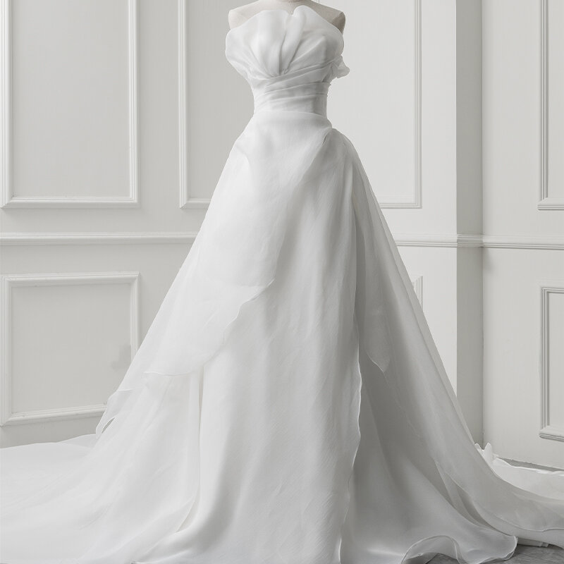 Женское свадебное платье, бальное платье без бретелек, со шнуровкой, длиной до пола, Сверхтонкая цена, QD06197