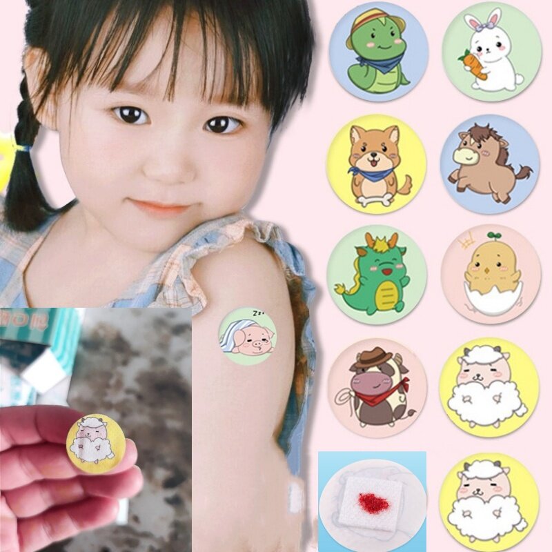 120pcs/lot Cartoon Skin Patch Tape Sticker Waterproof Breathable Band Aid Round Adhesive Bandages for Children Kids Famaily Kit