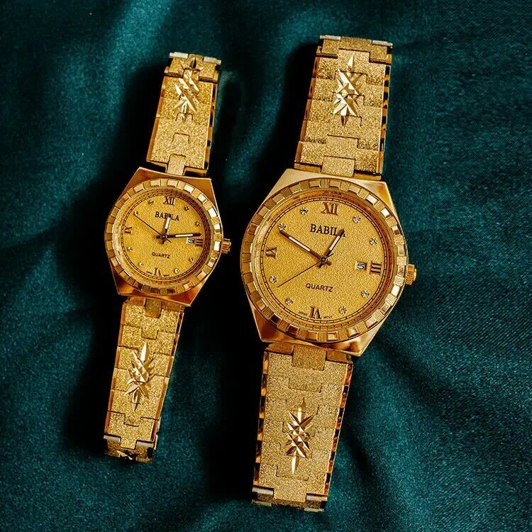 Iced out men watch for women copper diamond  2024 new steel couple lover watch No fade 18K gold brass  retro carved quartz