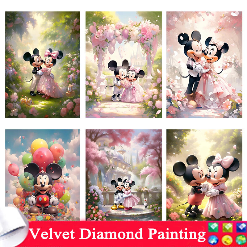 Disney DIY 5D Diamond Embroidery Mickey Mouse Cartoon Full Drill Diamond Painting Minnie Pictures Mosaic Valentines Day Gift 135