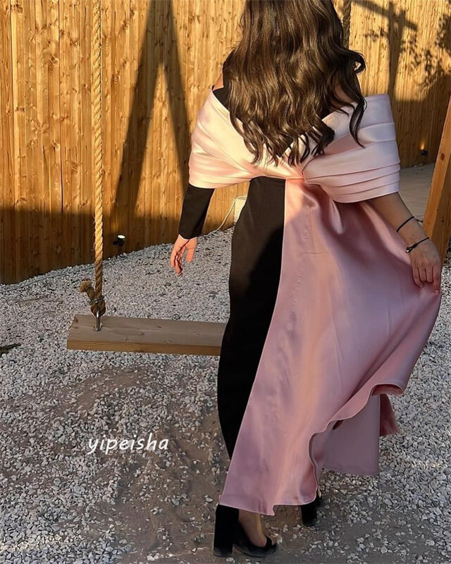 Платье для выпускного вечера Саудовская Аравия Классические Формальные вечерние с открытыми плечами трапециевидные плиссированные атласные платья на заказ платье для выпускного вечера es