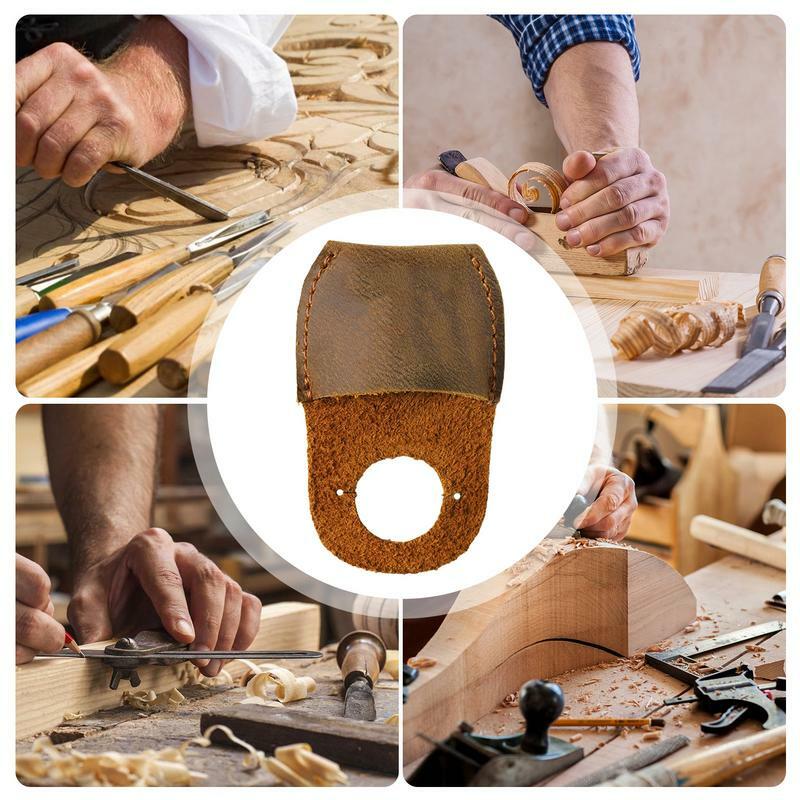 Skórzana osłona na kciuk narzędzia do rzeźbienia w drewnie nakrycia palców akcesoria do wycinania narzędzi rękodzieła stolarz do obróbki drewna