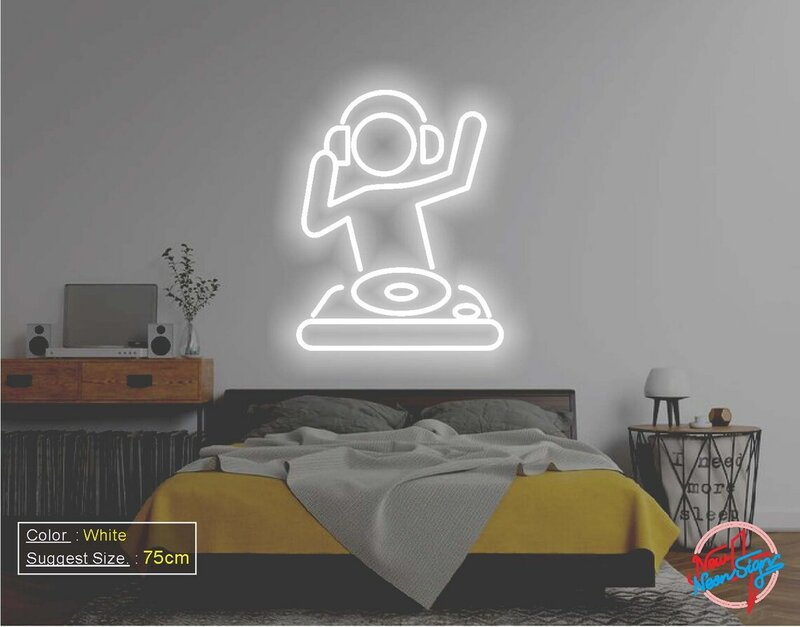 Letrero de neón personalizado para DJ, pequeño hombre, luz LED, decoración artística para pared, dormitorio, sala de juegos, decoración para fiesta, regalo creativo de neón