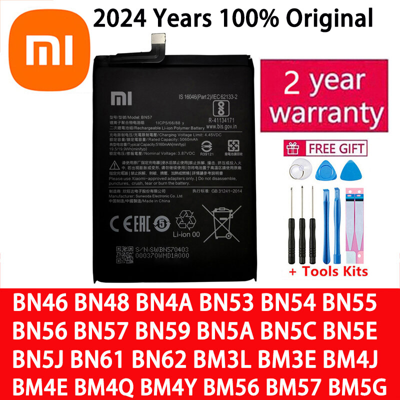 Batería Original BN57 BN61 para Xiaomi Pocophone, POCO Redmi Note M2, F3, X3, mi 3, M3, K40, X4, X5, 5, 6, 7, 8T, 9, 9S, 10, 10S, 10X, 11T, 12 Pro
