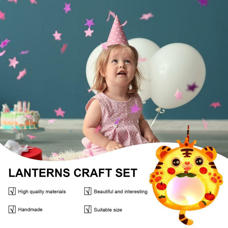Lantern Making Craft For Kids Creative Felt Cloth Animal Shaped Art Craft Night Lamp Props Children Early Learning Activities