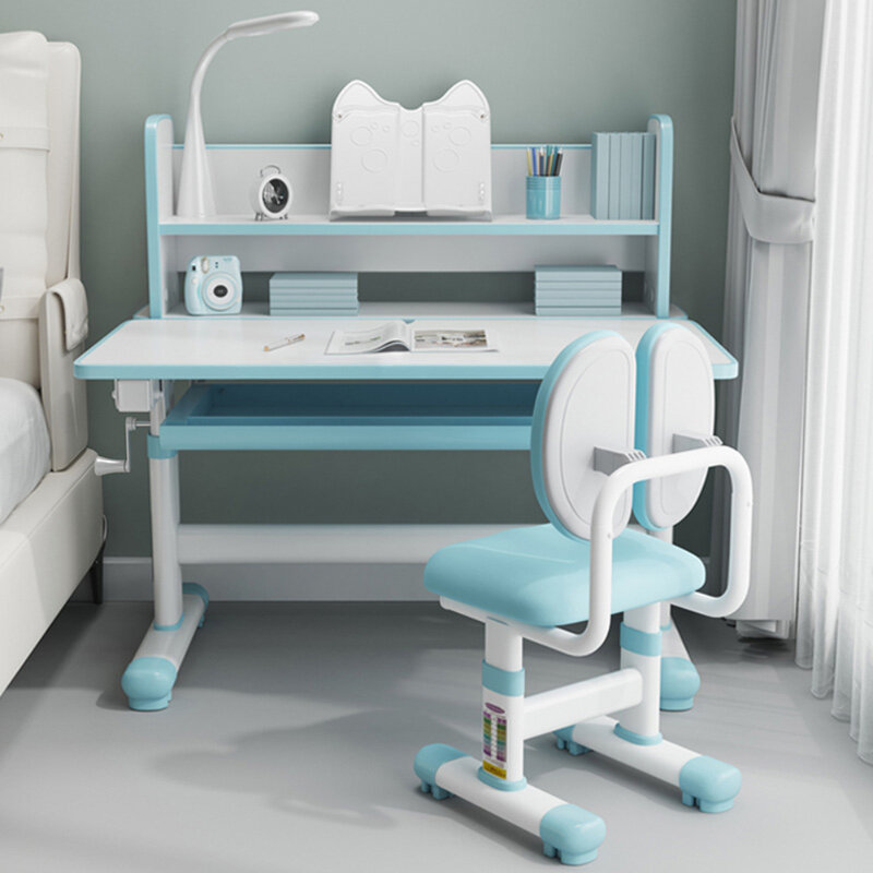 Height Adjustable Desk and Chair Set for Children, 27.6 "W, Ergonomic, Kids, School Writing, Study Table, Tilt Desktop Drawers,
