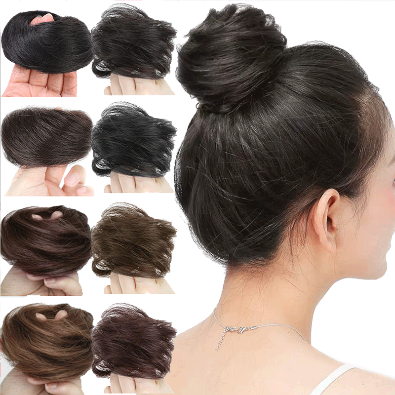 Synthetic Hair Bun Curly Straight Hair Messy Bun Scrunchies Updo Hair Bands Elastic Band Hairpieces for Women Volume Fringe Fake