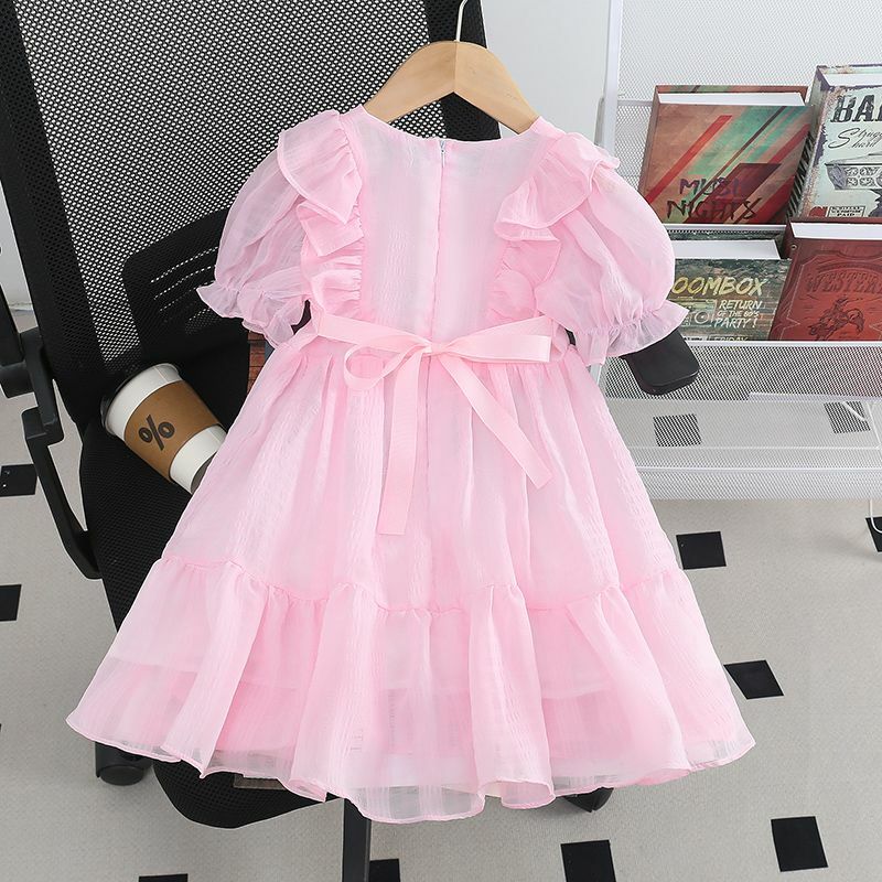 Юбка Sanrios для девочек, Милая юбка принцессы, летнее платье с коротким рукавом, милая газовая юбка, плиссированная юбка, летняя детская одежда