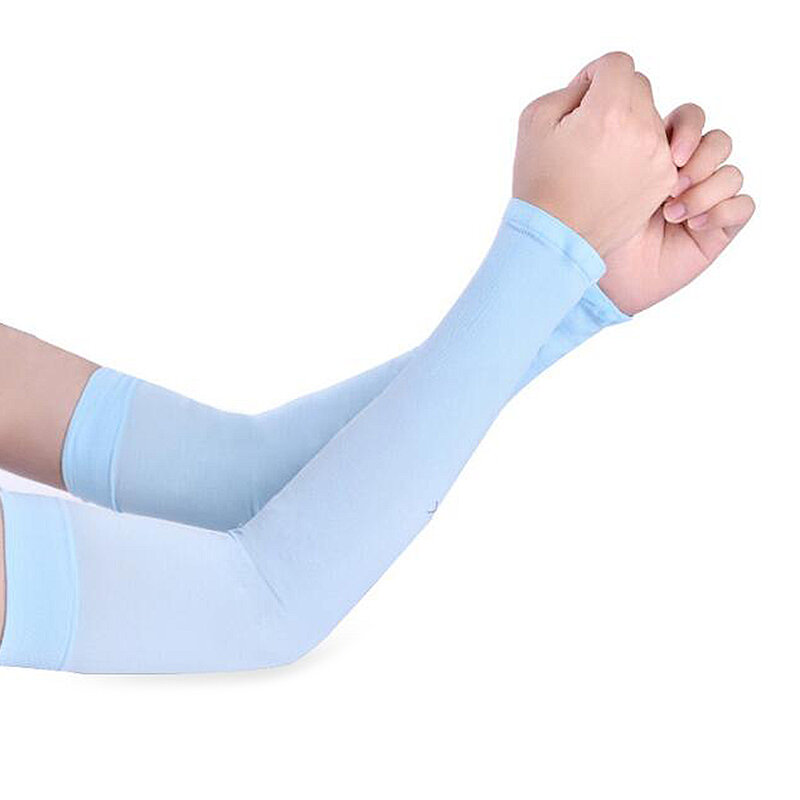 Mangas de protección solar de seda de hielo para hombre, guantes de protección UV de talla grande, calentador de brazos de secado rápido, 1 par