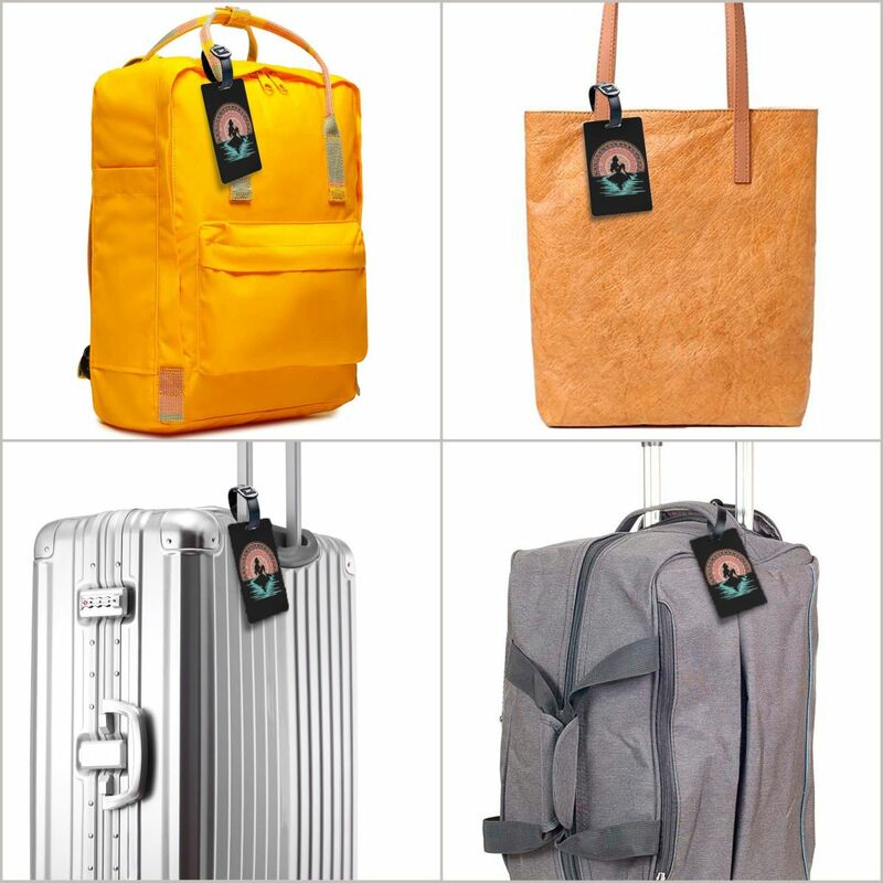 Tag bagasi putri duyung kecil geometris, Label ID privasi dengan kartu nama untuk koper perjalanan