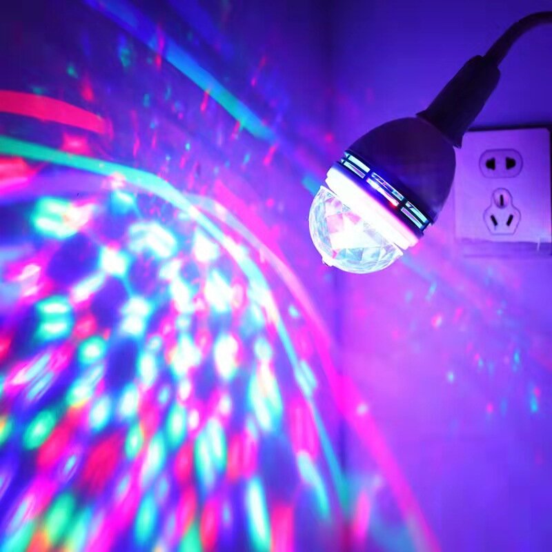Mini lámpara de proyección giratoria para fiesta de DJ, luz mágica de bola de discoteca para Navidad, KTV, Bar, escenario, boda, E27