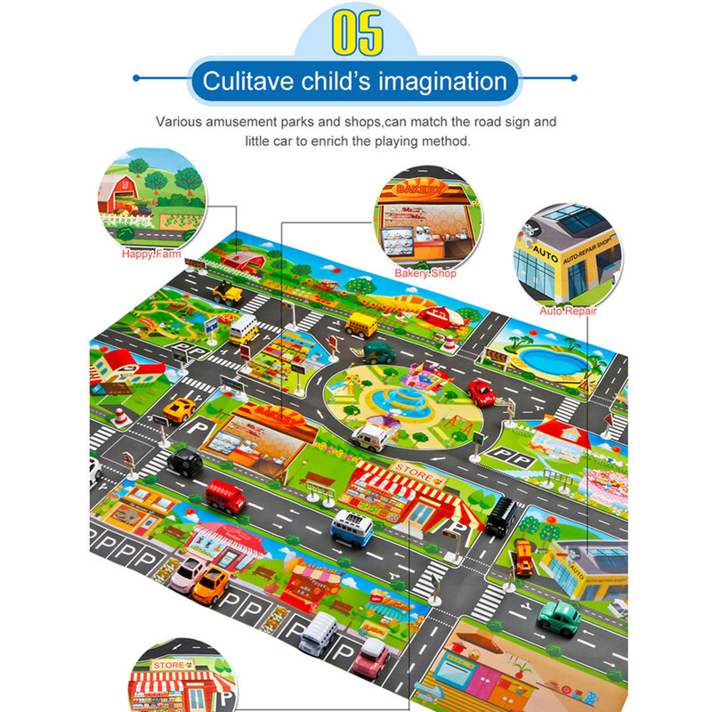 Kinder Stadt Aktivität Spiel matte Eltern-Kind-Interaktion Spiel Karte Teppich für Spielzimmer & Kinderzimmer