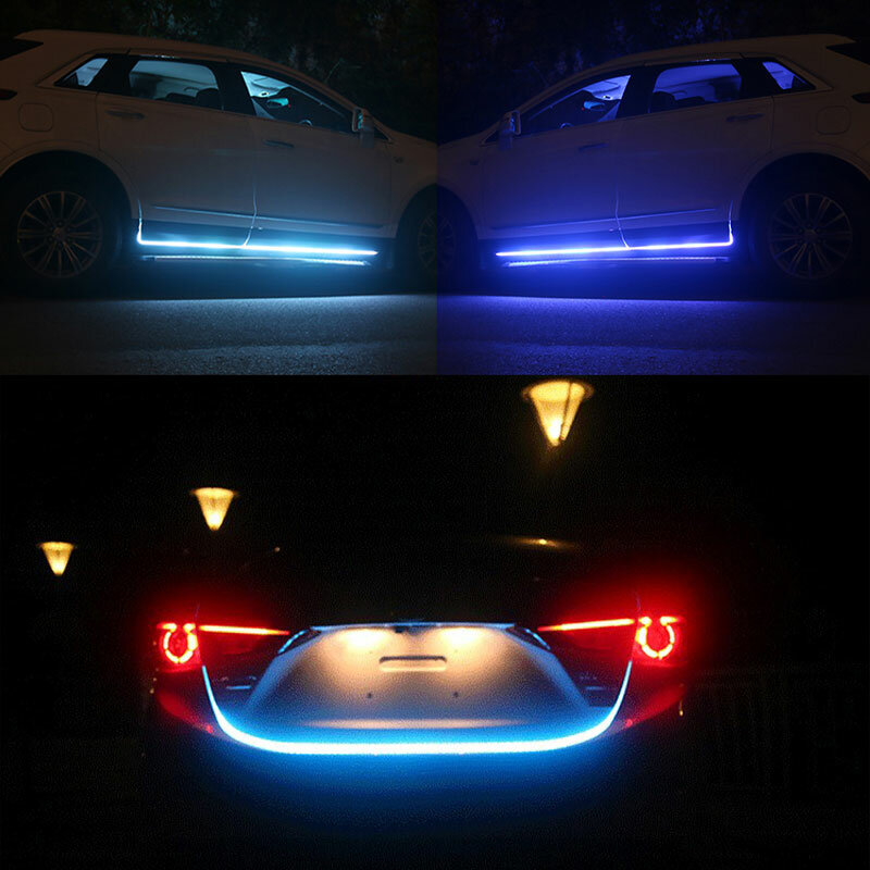 LED Daytime Running Light para capô do carro, Scan Starting, lâmpada ambiente decorativa, DRL, Auto Guia do capô do motor, 12V