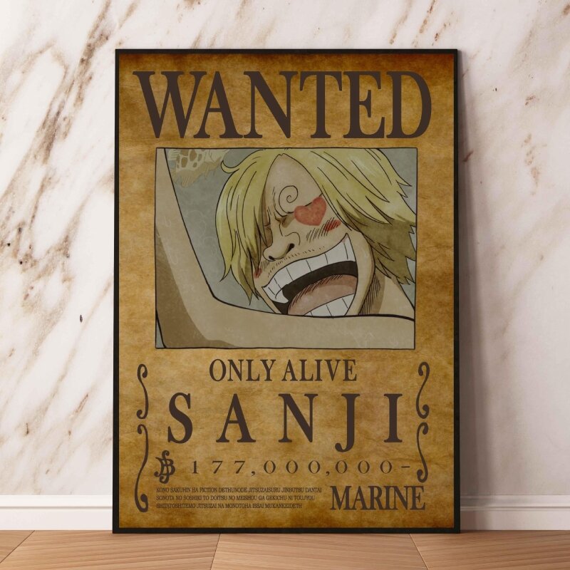 Japanese Classic Anime One Piece Ace WANTED Children Gifts Decoration Paintings Wall Stickers Cartoon Character Picture