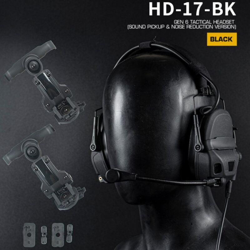 HD-17 GEN 6 Tactical Headset Sound Pickup e riduzione del rumore sport Shooting paraorecchie sport Shooting Impact cuffie antirumore