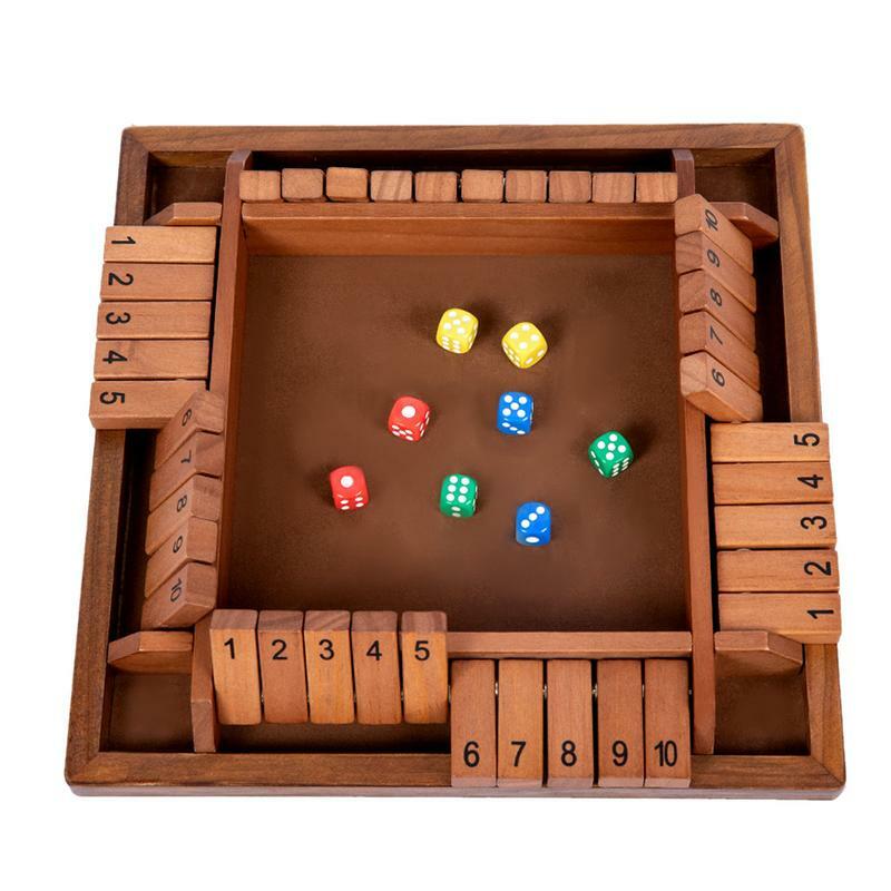 Zamknij drewniane kostki grę planszową Box Box dla 2-4 graczy, aby zamknąć tablica zestaw gier kości do klubu na imprezę gry w picie