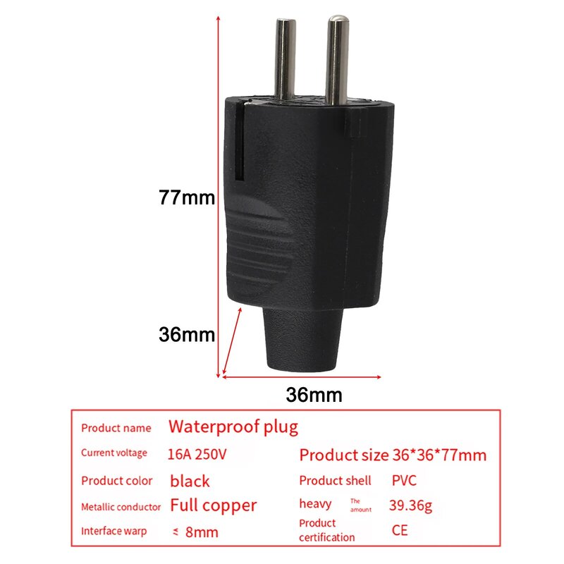 Protective Contact Rubber Coupling Outdoor Waterproof Socket/waterproof Plug EU Adapter Power Plug 250V 16A Replacement Parts