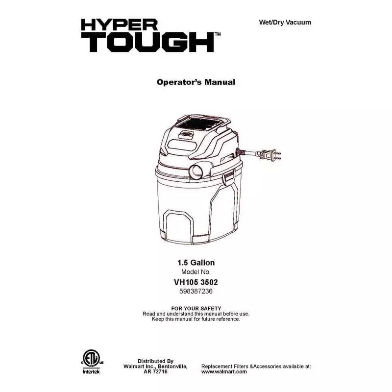 Hyper Tough 1.5 galloni 2 Peak HP Poly Wet/Dry Vacuum, VH105 3502, nuovo