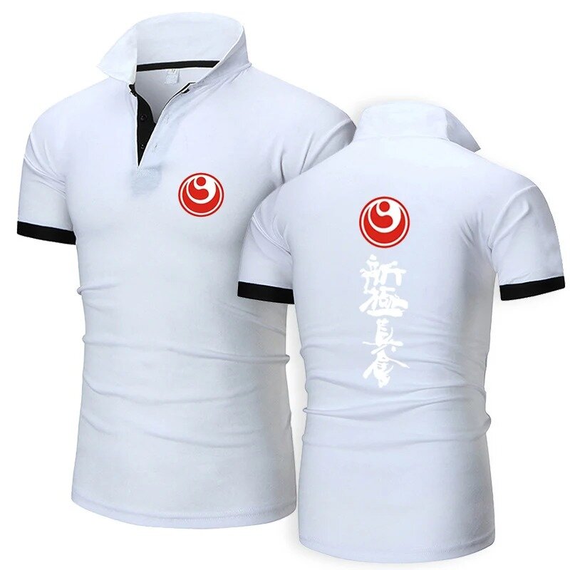 Kyokushin Karate camisa polo manga curta, impressão de botões simples, camisa nova de lapela stly, verão, 2024