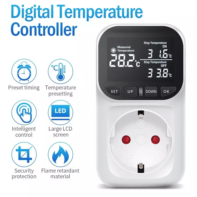 Regolazione domestica digitale temperatura serbatoio di pesce Display ad alta precisione presa schermo intelligente termostato Touch