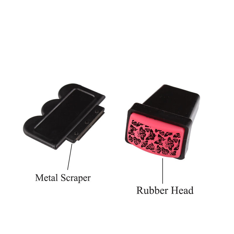 Estampador cuadrado grande para uñas, plantilla de impresión de placa de estampado, sello de silicona y raspador de Metal XL, diseño de imagen de pulido