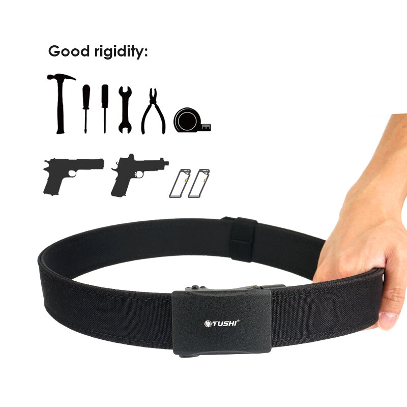 VATLTY Stiff Military Tactical Belt for Men Metal Automatic Buckle Sturdy Nylon Police Duty Belt Outdoor Casual Belt Girdle Male