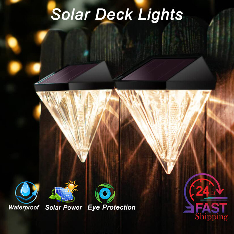 Impermeável Solar Lamp for Garden Step, Stair Light, Iluminação ao ar livre, Deck, Parede, Passo, Pátio, Cerca, 2Pack, Caminho