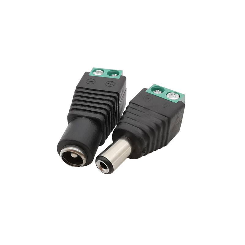 DC Power macho e fêmea Plug Jack conector, adaptador para 3528, 5050, LED Strip Light, câmera, 5.5x2.1mm, 5.5x2.5mm, 5 pcs, 10pcs