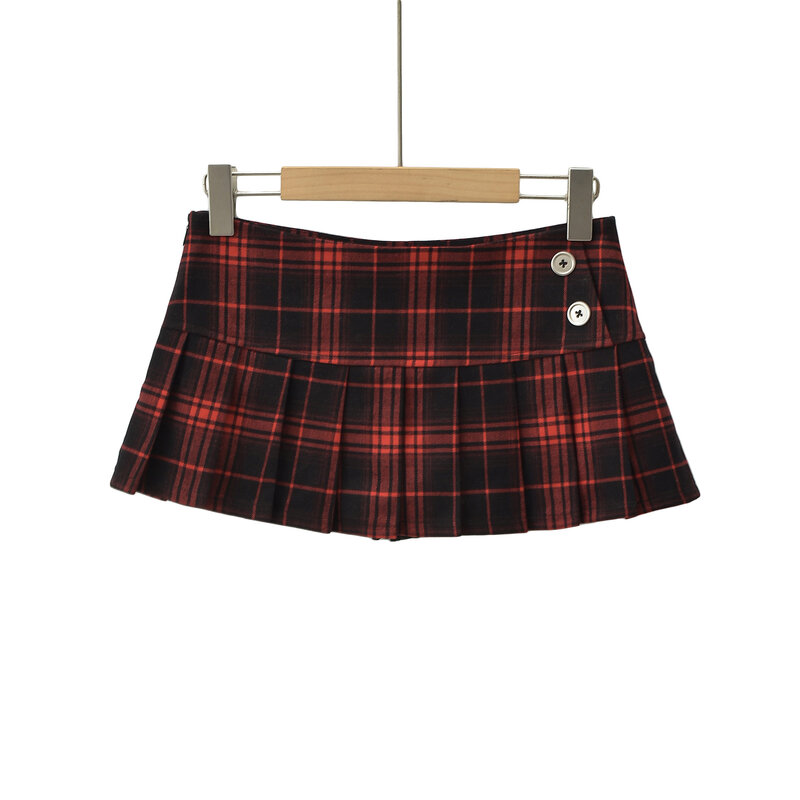 Summer Mini skirts for woman vintage korean fashion plaid skirts for women y2k skirts pleated red plaid skirts preppy style