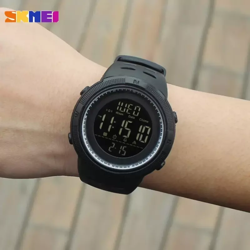 SKMEI นาฬิกาอเนกประสงค์1251, 5Bar จับเวลาจับเวลา Jam Tangan Digital กันน้ำนาฬิกาสปอร์ตผู้ชายกลางแจ้ง