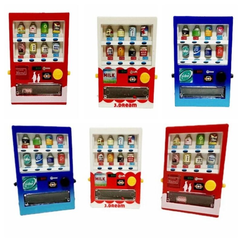 Doll House Simulação Máquina de Venda Automática de Bebidas, Brinquedos Educativos, Mini Decoração Fofa, 1: 12
