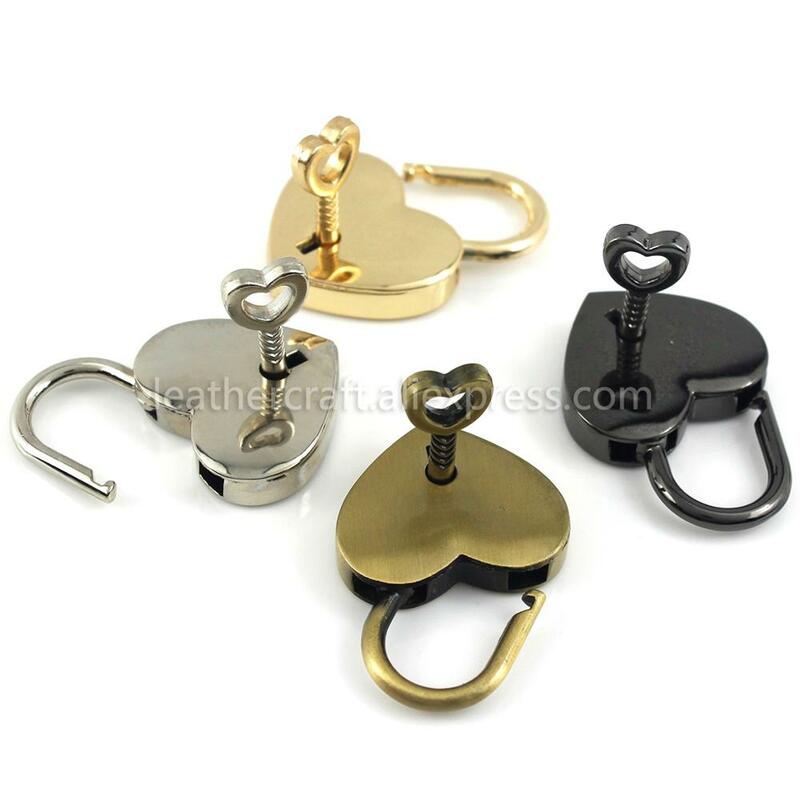 1 pçs forma do coração do vintage metal mini cadeado saco mala de bagagem caixa fechadura com chave