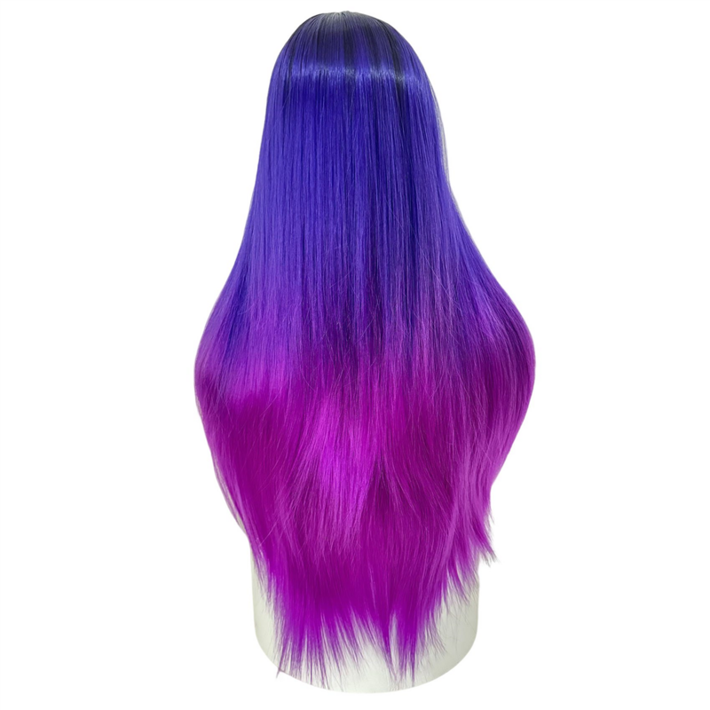 Длинные прямые синтетические парики для женщин, парик для косплея из термостойкого волокна, радуга, черного, синего, фиолетового, красного цветов